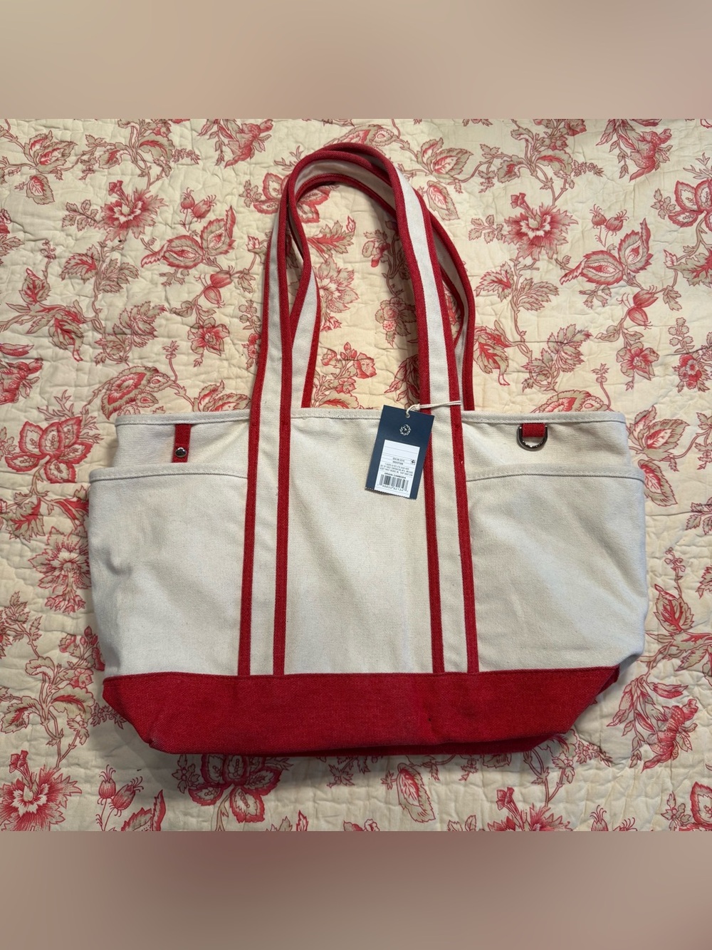 Canvas Tote Bag with Red Trim - Women Bags
